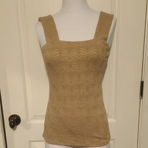 NIB Jenny Boston Tan Textured Y2K Style Patterned Tank Top